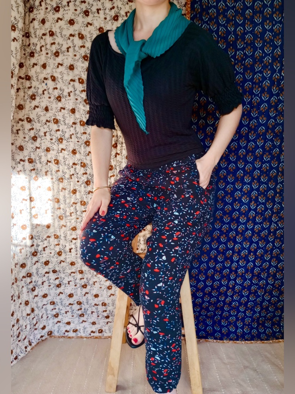 Ella Moss ❉ Posy Floral Pull On Crop Track Pants Size XS
